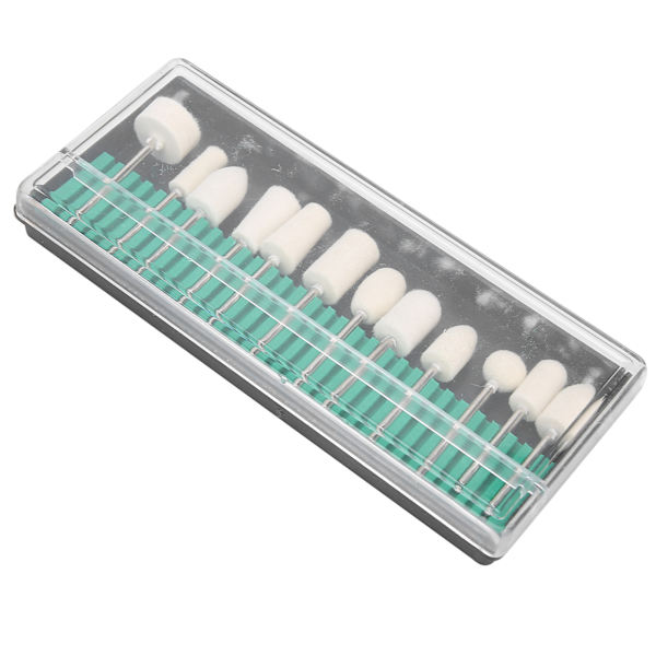 12 st Ullfilt Nagelslipning Polerhuvud Portabelt Nagelborrset Set