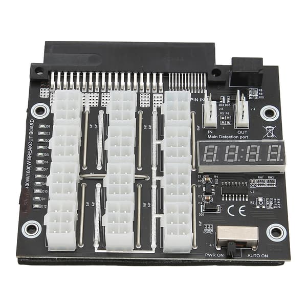 Mining PSU strømforsyningskort 12 PCIe-porte 6Pin 12 Amp/2400 Watt LED voltmeter display GPU Mining Board til Dell