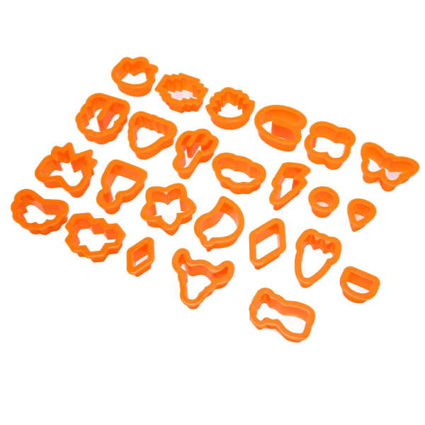 25 stk leire øredobber kuttere matkvalitet plast diverse stiler tykk kant polymer leire kutter sett for DIY håndverk oransje
