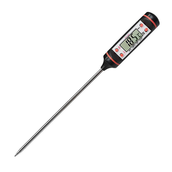 Ultralangt Instant Reading Probe Steketermometer for grill, BBQ, biff, godteri, melk og vann - med C/F-knapp