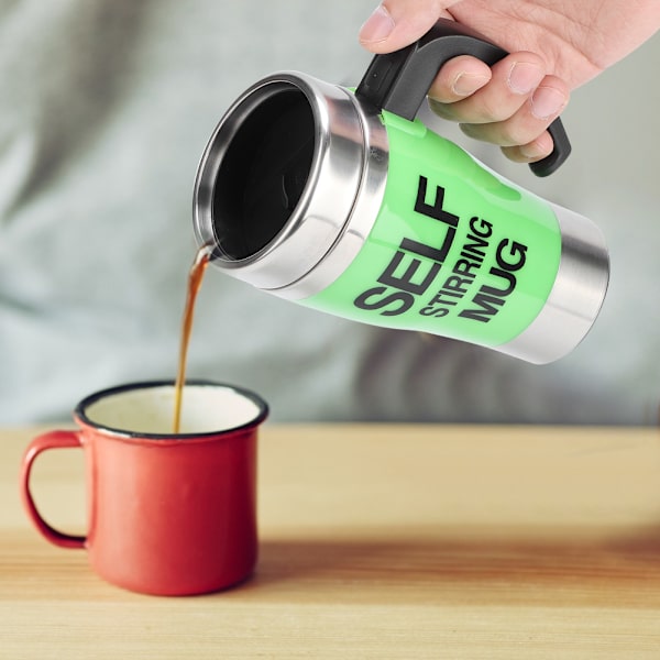 Elektrisk kaffemjölk automatisk blandningskopp rostfritt stål intelligent självomrörande muggGrön 320ml