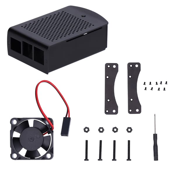 Varmeafledende kabinet i aluminiumslegering til Raspberry Pi 2 3 B+ (med blæser)