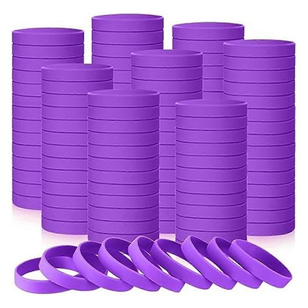 100 st Blank Elastiska Enfärgade Silikonarmband Stretch, B