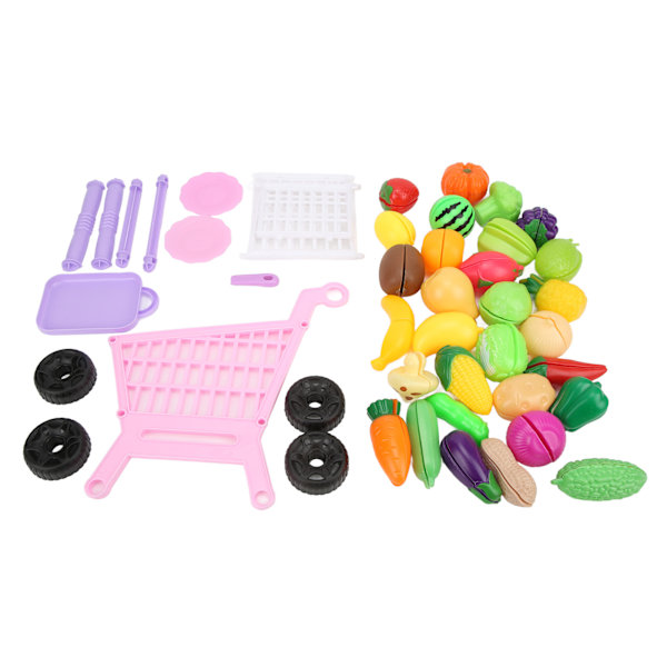 Plast Mini Supermarket Shopping Cart Play Set Desktop Simulation Basket Trolley Push Car Toys