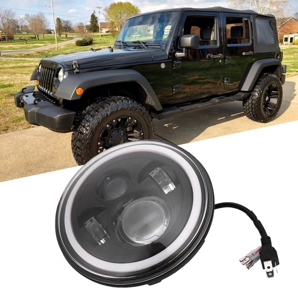 7 tommer runde LED-forlygter Halo Angle Eyes Dagkørelys Blinklys