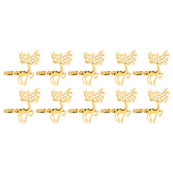 Jule Serviettring Elegant Dekorativ Metall Hjort Serviettring Holder for Bryllupsfest Daglig 10stk Gull