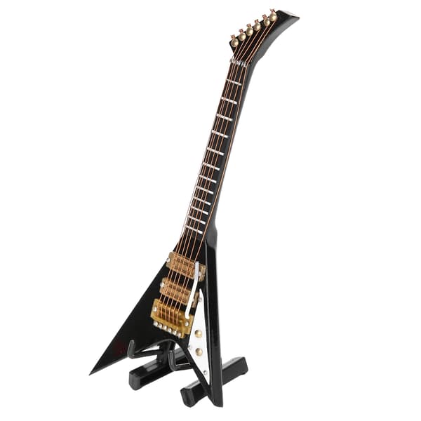 Elektrisk Guitar Model Sort Mini Musikinstrumenter Samling Gavepynt 14cm