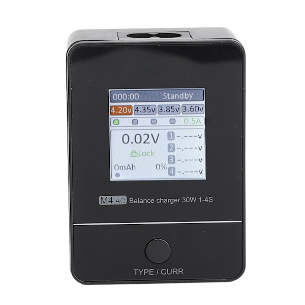 RC M4AC Balance-lader med IPS 1,54 tommer IPS-skærm AC 100-240V Sort RC Lipo-batteri Balance-lader til Lihv Life 1-4S EU-stik XT30