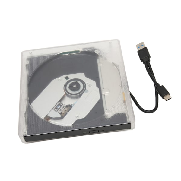 Ulkoinen DVD-asema Type C USB 3.0 Läpinäkyvä Plug and Play Hiljainen DVD-poltin kannettavaan tietokoneeseen