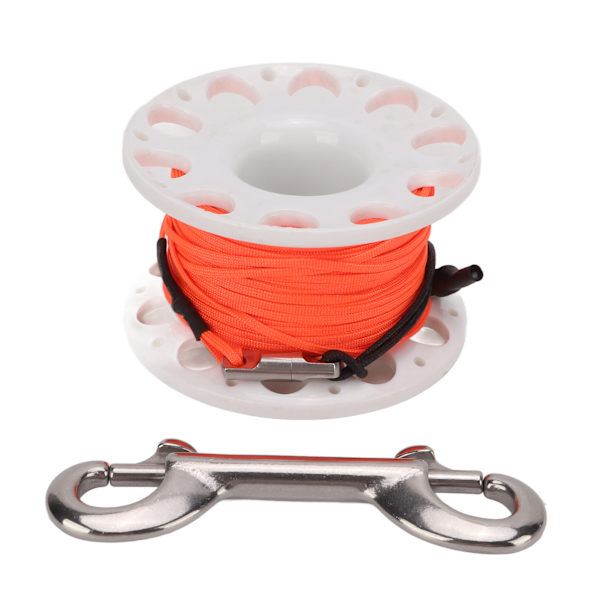 Finger Reel Dykkespole med Rustfritt Stål Klips 30m Oransje Line for Undervanns Hule Vrak Utforskning Fiske Hvit Spole