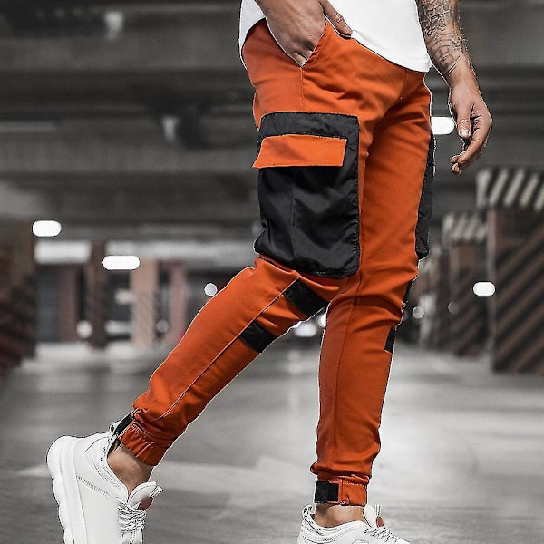 Miesten Slim Fit Cargo-housut Jogger Combat Työhousut Oranssit 2XL