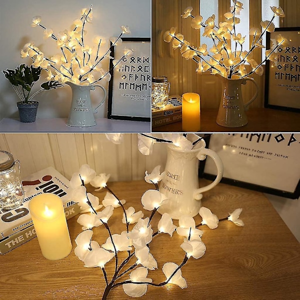 29-tums Belysta Blommor Phalaenopsis Grenar Konstgjorda Sidenblommor Dekor Floral Ljus (vas Exkluderas)