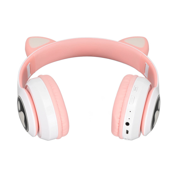 LXB39C Børnehovedtelefon Bluetooth 5.0 Sammenfoldelig Trådløs Glødende Musik Katteørehovedtelefon til børn (Pink White)