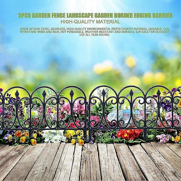 5 Pakke Dekorativt Hagegjerde Rustfritt Jern Landskap Tråd Sammenleggbart Gjerde Kant Terrasse Blomsterbed