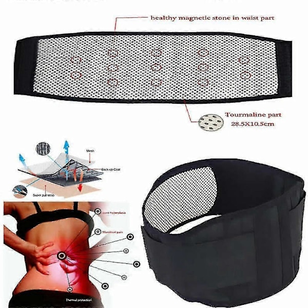 Ryggstöd Bälte Smärtlindring Ländrygg Värme Brace Magnetisk Nedre Själv zd.21 XL
