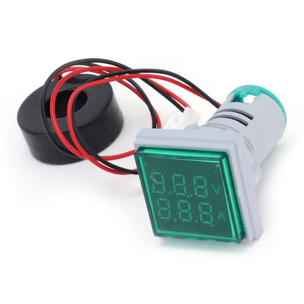 Aktuel signalindikator Universal 2‑Display firkantet lampe lys 60~500V AC AD16‑22FVAGrøn