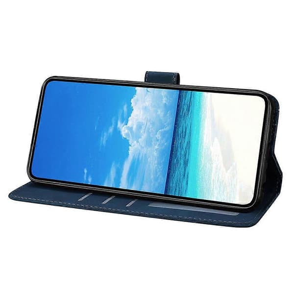 Etui til Samsung Galaxy A56 5G, sommerfugl blomst trykt PU læder pung stativ telefonbeskyttelse Blue