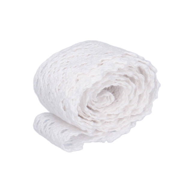 Spetsband DIY Bomulls Nät 2,5 cm Bredd 20 Yards Utsökt Spets Trim för Gardin Kläder Bordsduk Present Dekoration Vit