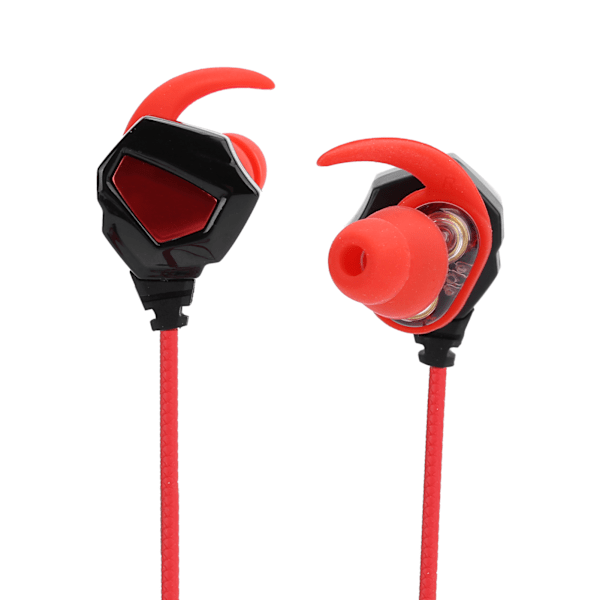 3,5 mm In-Ear Gaming Headset Ergonomi Subwoofer Mini Øretelefon HiFi Stereo med Mikrofon Svart Rød