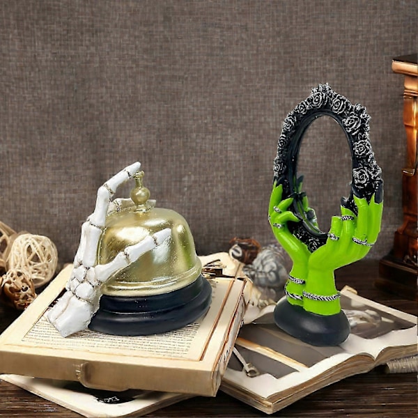 Halloween-koriste, kauhuaiheinen hartsikruunu, luurankokäden kello, koriste-esine kotiin, olohuoneeseen, makuuhuoneeseen, kirjahyllyyn, sohvapöydälle - CHN A