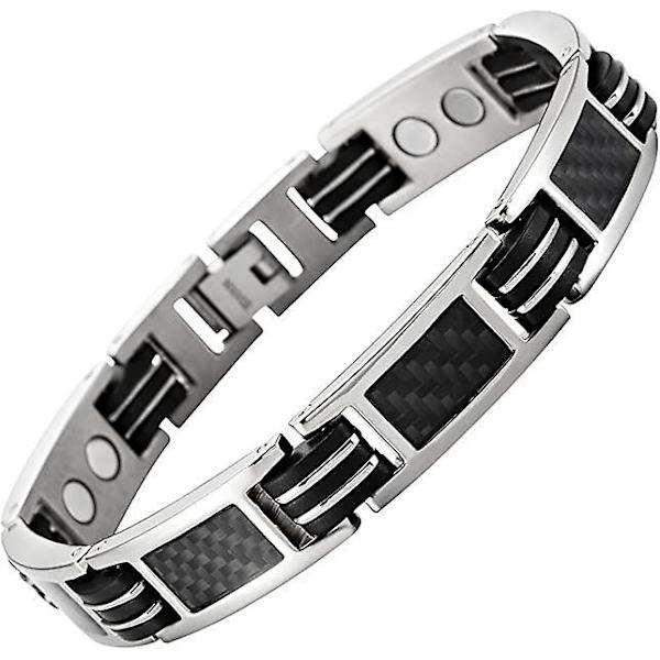 Justerbart herre armbånd i karbonfiber og titan med magnetlås