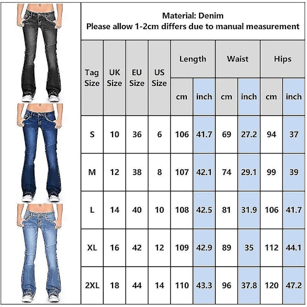 Stretch Denim Bootcut Jeans for Kvinner