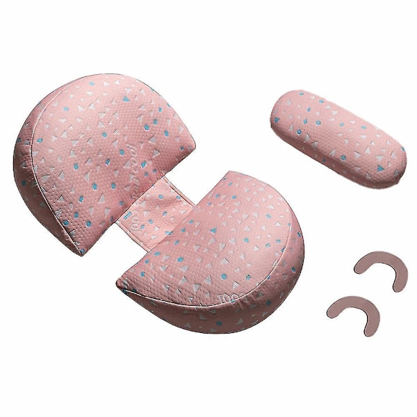 Side Sleeper Graviditetspude U-formet Dobbelt Kileformet Barselspude med Justerbar Pudestøtte - B11 Pink