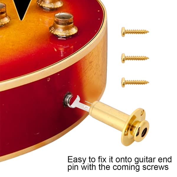 Holdbar Metal End Pin 6,35 mm 1/4\" Output Jack Socket til Akustisk Elektrisk Guitar (Guld)