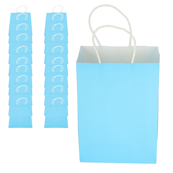 20 stk Bærbar Kraft Paper Bag Emballage Gavepose Tilbehør til Shopping Fødselsdagsfester15 x 8 x 21 cm Blå