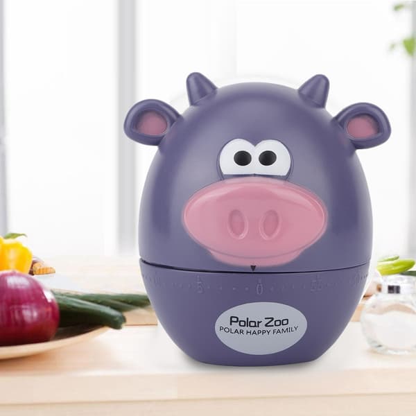 Hushållskök Tecknad Kalv Timer Mekanisk Matlagning Timer Bakning Tid Påminnelse Lila