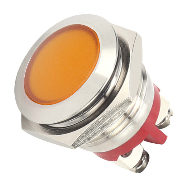 0,6 tommer LED-indikator, klart signallys, flammehæmmende base, IP66 vandtæt, universel (gul)