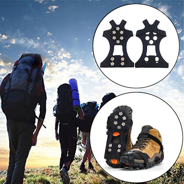 1 par Crampons Ice Traction Cleats Non Slip Sko Greb 10 Spikes Ice Cleats til Sko Støvler Traction Cleats til Udendørs Gåture på Sne og Is