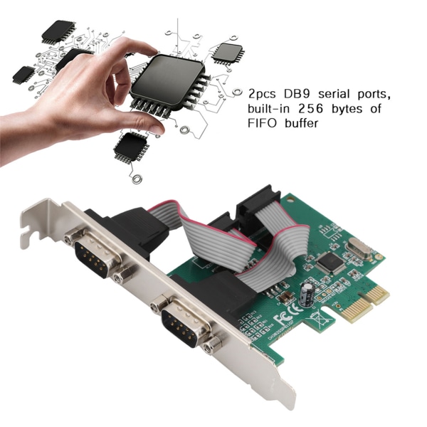 2-port 2*RS-232 seriell port COM til PCI-E PCI Express-kortadapterkonverter