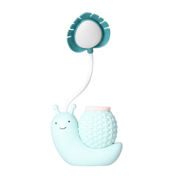 LED-bordlampe med penneholder, multifunktionel USB-opladning, sød bordlampe til studerende og børn, blå