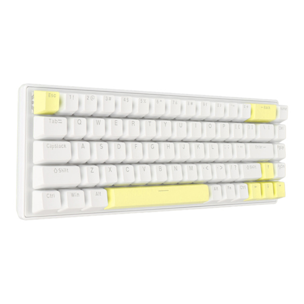 Gaming-tastatur USB 68 taster Blå bryter N-tasters rollover 10 RGB-bakgrunnsbelyste moduser Kablet tastatur for stasjonær bærbar PC Hvit Gul