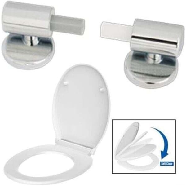 Sæt med 2 udskiftningssæt til toiletsæder til traditionelle og moderne modeller med soft-close, quick-release hængsler, topmonterede hængsler,