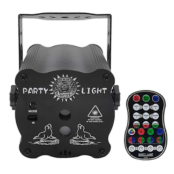 DJ Disco Scene Party Lys, LED Lydaktivert Lys RGB Flash Strobe Projektor med Fjernkontroll