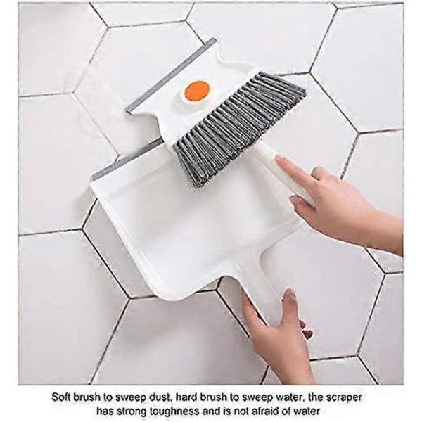 Mini støvbrett og kostesett for skrivebord, mini rengjøringskost, slitesterk, flat design, plast, praktisk for rengjøring