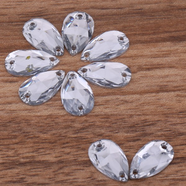 Drop Shape Resin Flatback sömnad Rhinestone - 200 st (vit)