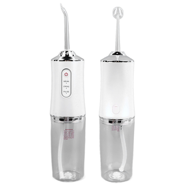 Elektrisk Tandtråd Vit Bärbar Hög Effektivitet med 4 Utbytbara Munstycken Puls Laddningsbar Vattentråd Oral Irrigator för Munhälsa