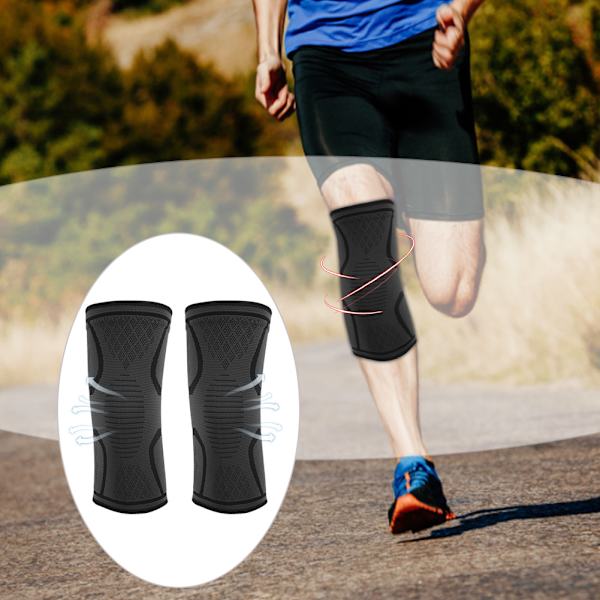2ST Nylon Utomhussport Stickning Knäskydd sommar Anti-sladd Andas Elastiskt Knäskydd Träningsskydd(S)