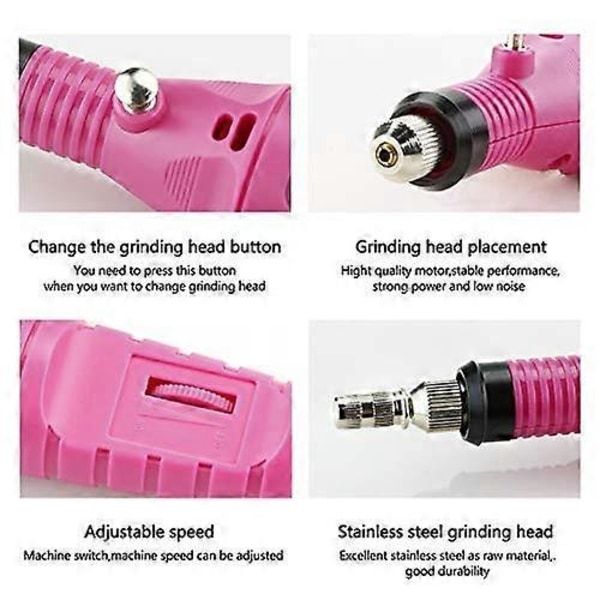 Elektrisk neglefil manikyr og pedikyr sett, mini neglesett system for polering, retusjering a