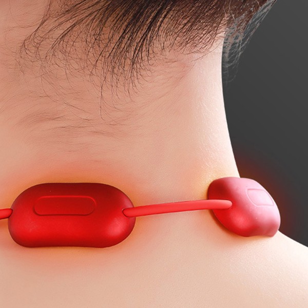 Mini kaulakoru kaulahierontalaite 4 tilaa 9 voimaa 3 vaihdetta Hot Compress Dual Pulse älykäs riipus hierontalaite punainen