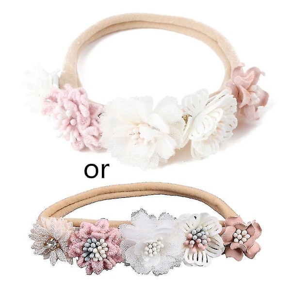 Kunstig Blomst Baby Pandebånd Prinsesse Hårbånd til Nyfødt Spædbarn