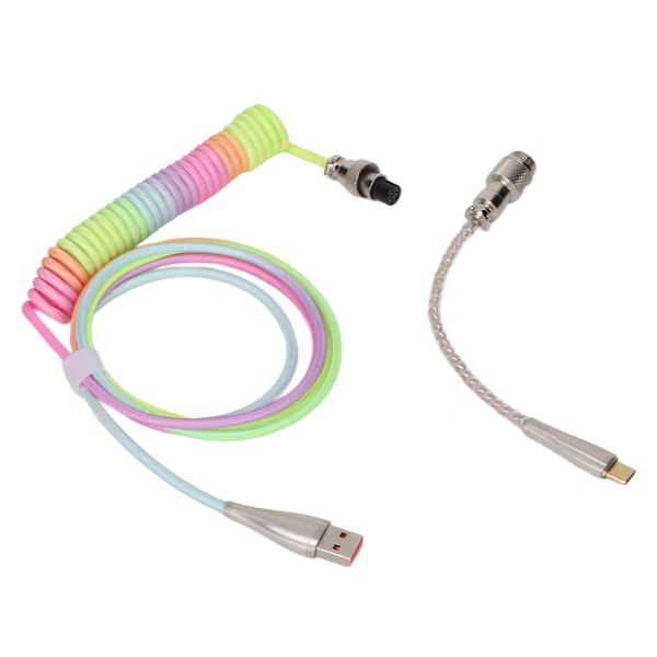 Speltangentbord Kabel Gradient Färg RGB Luminous Anpassad Mekanisk Tangentbord Retractable USB C Spiralfjäder Kabel Typ 2