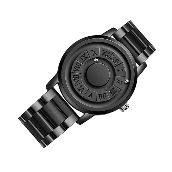 Watch Magnetic Ball Pointer Quartz Watch Mode Watch Mekanisk Watch for Home Business Svart stålband