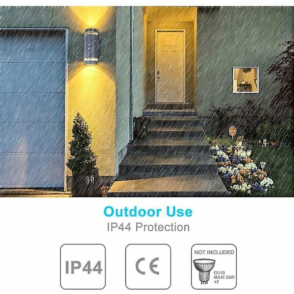 Utomhusvägglampa för Uteplats, Däck, Trädgård, Korridor, Balkong, Veranda - Dubbel Spot Light Upp och Ner E27