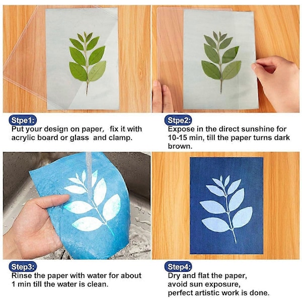 Soltryckspapperskit, 100 ark Cyanotyppapper, A5 Solkonstpapper
