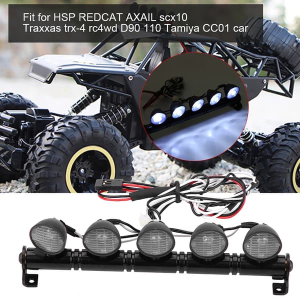 5 LED Lys Bar Frontlykt Lampe Tilbehørsdel for AXAIL Scx10 Traxxas RC Bil