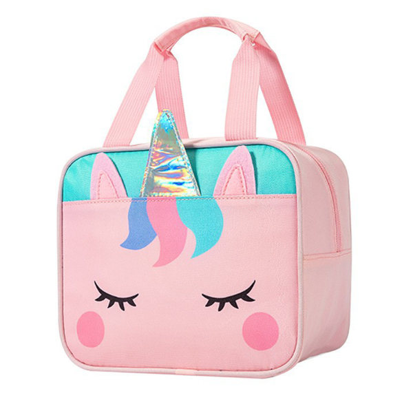 Children Lunch Bag Kindergarten Students Cartoon Portable Insulated Thermal Lunch Box Bag Pink